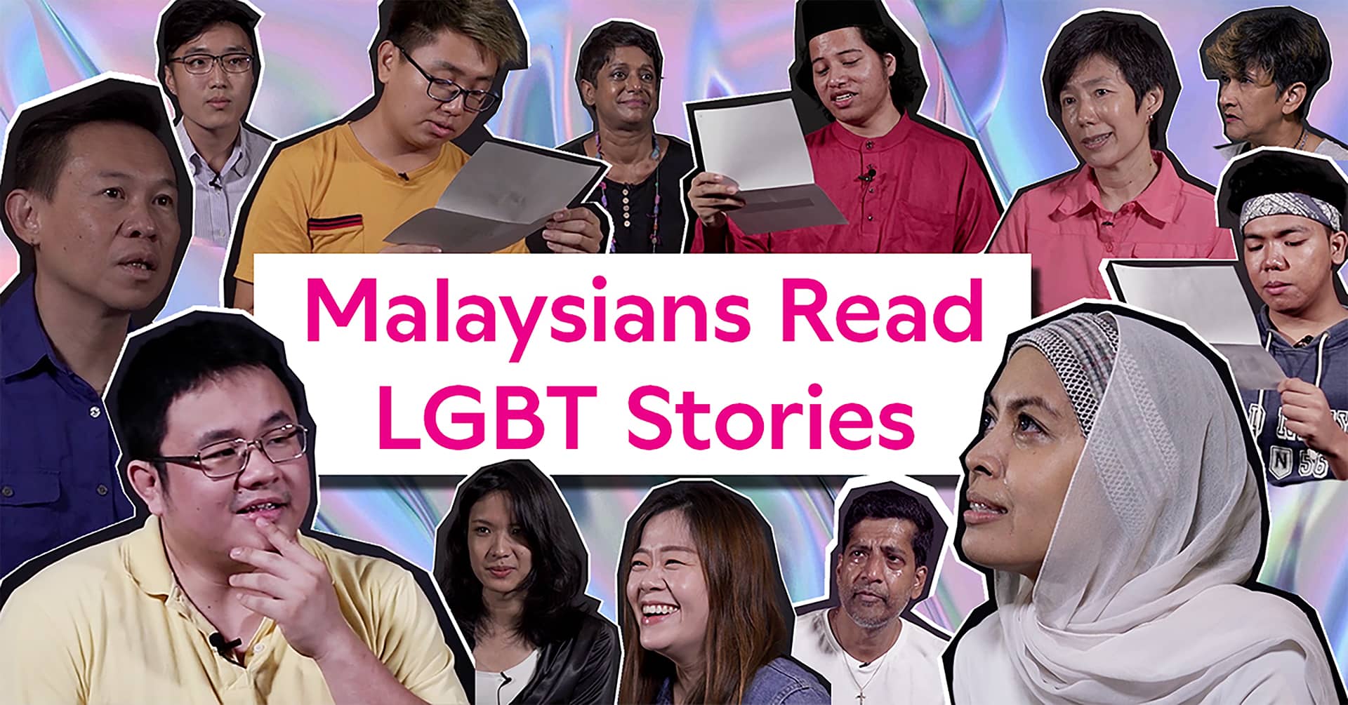 Malaysians Read LGBTQ Stories Poster, diverse people reading letters