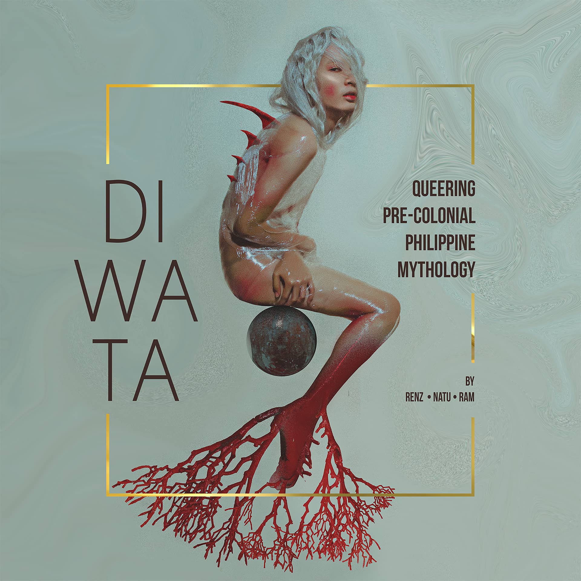 Diwata Poster, a mythical creature with fins on its back and red corals that look like arteries on its feet