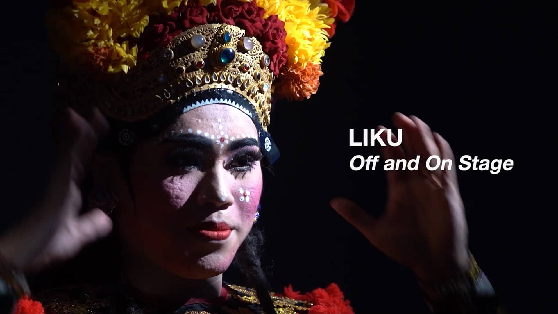 Liku: Off and On Stages Poster, face of a traditional Balinese performer 